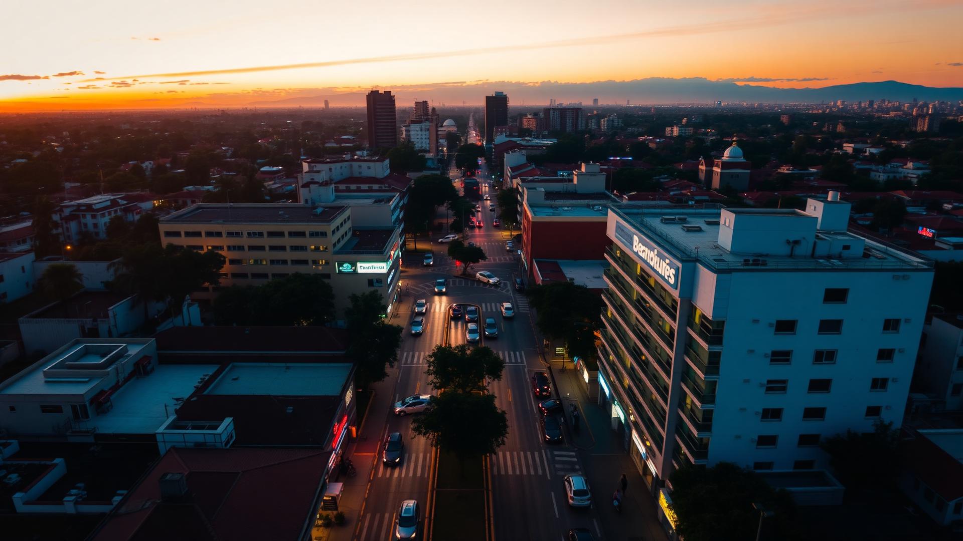 Vista aérea de bairros e avenidas de Campinas e região